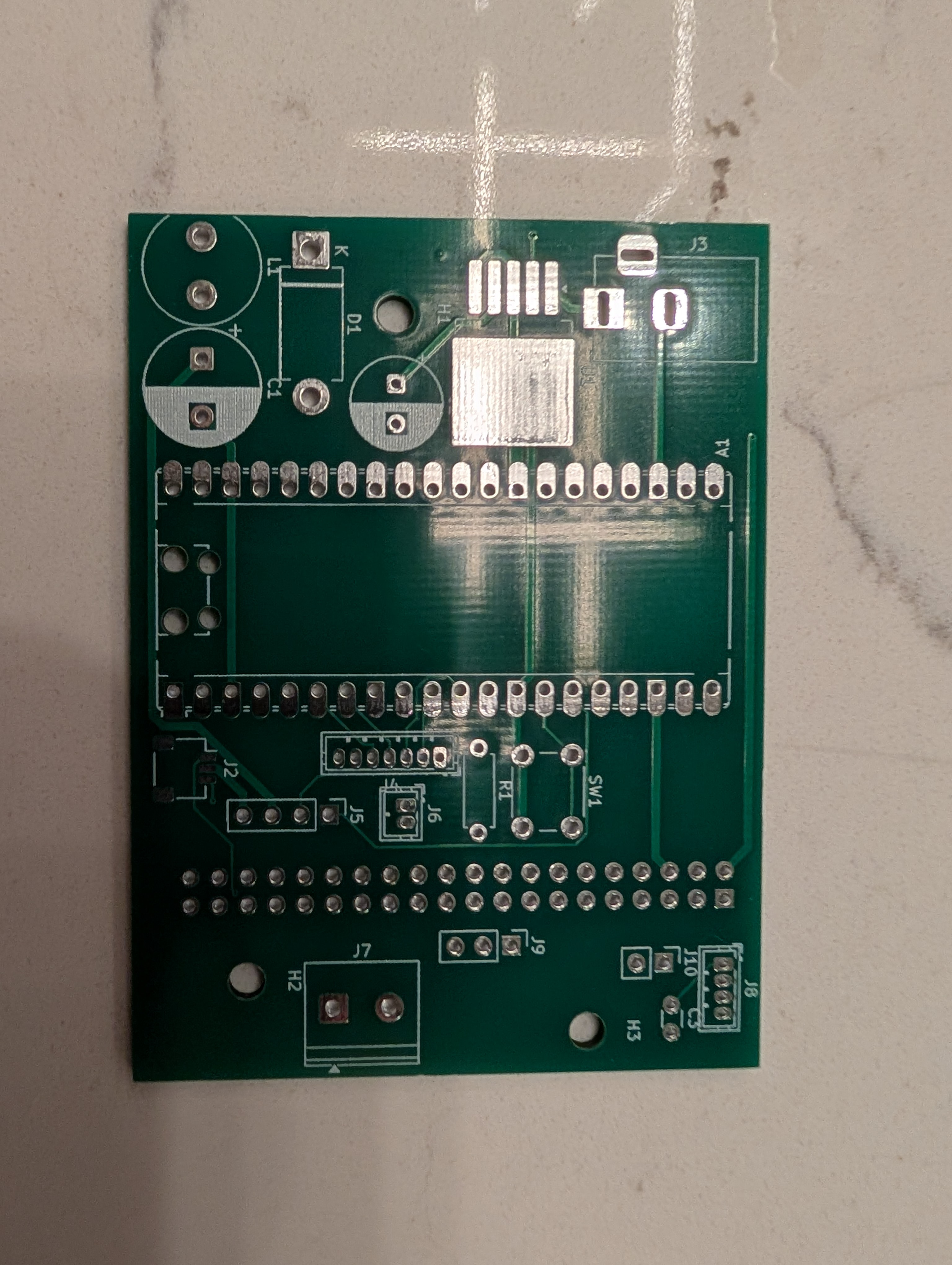 The manufactured PCB, fresh from the fab