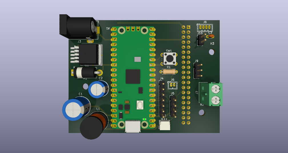 3D render of the Digits carrier PCB (v1) designed in KiCad